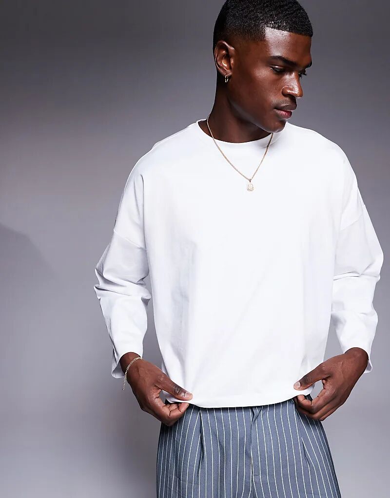 

Футболка свободного кроя с длинными рукавами, экстремально плотная, белого цвета ASOS DESIGN