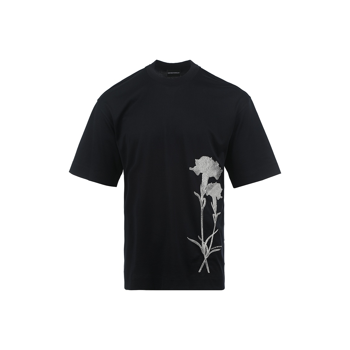 

Футболка с цветочной вышивкой EMPORIO ARMANI, темно-синий