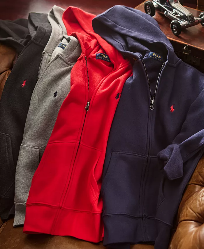 Детская и мальчиковая худи из хлопкового флиса Polo Ralph Lauren, серый — фото 4