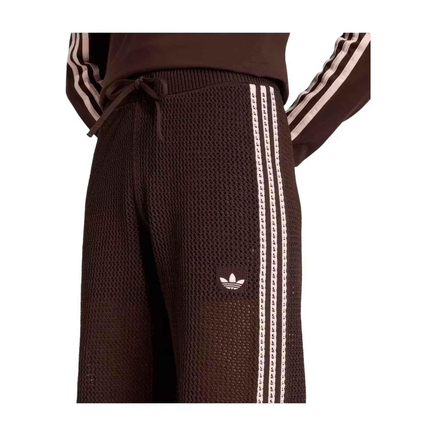 Вязаные спортивные брюки Adidas Originals Firebird, коричневый — фото 3