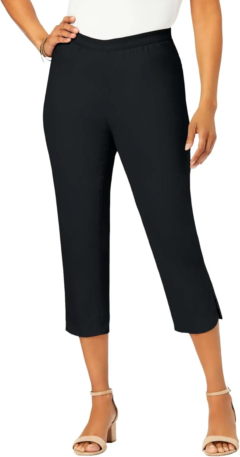 

Jessica London Women's Plus Size Curved Hem Crop Stretch Jeans Capri Pants