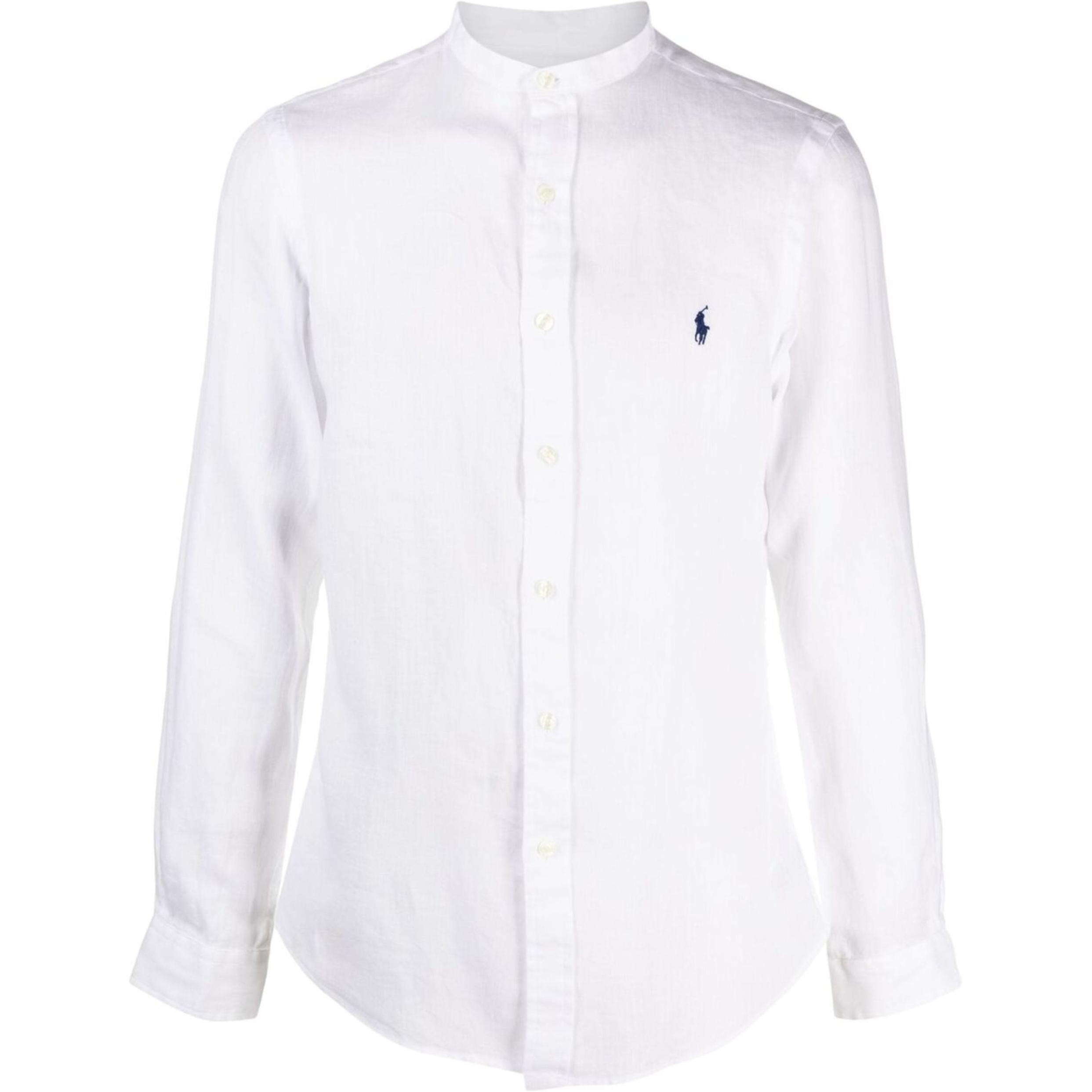 

Рубашка без воротника с вышитым логотипом Polo Ralph Lauren, белый
