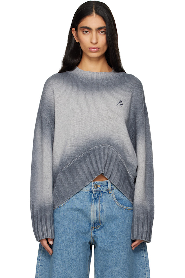 

Свитер из серой шерсти с добавлением лака и кашемира The Attico, светло-серый