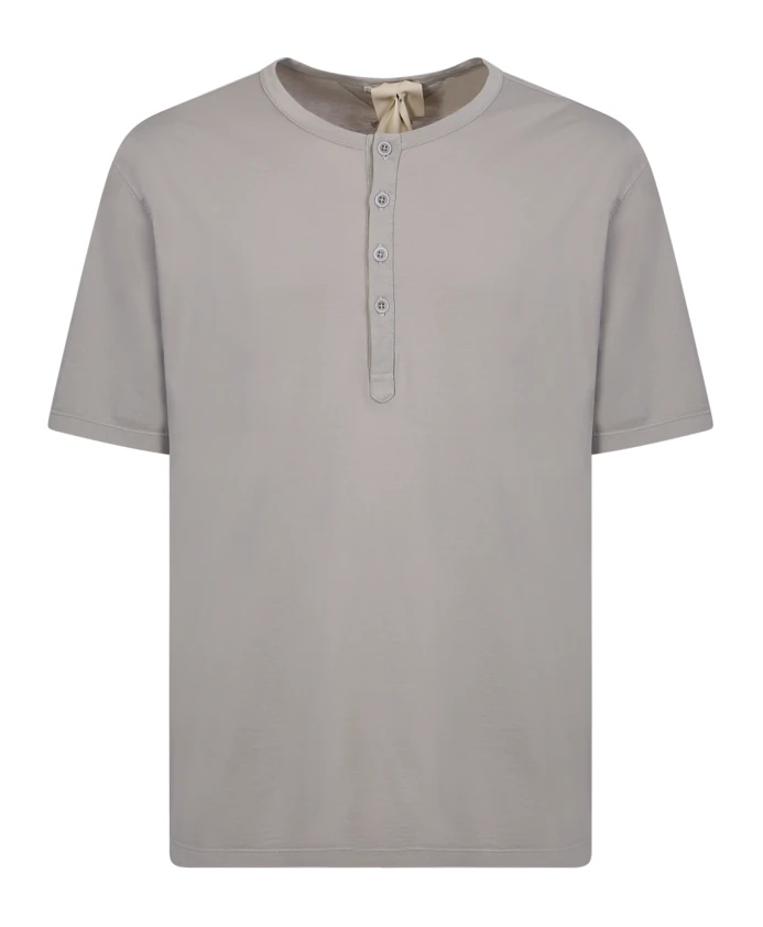 

Серая футболка Serafino с застежкой на пуговицы. Ten C, серый