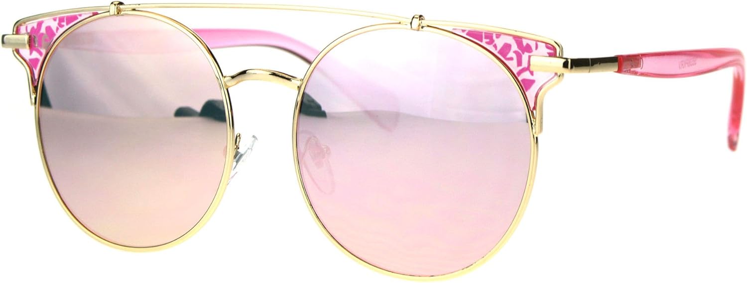 

Женские модные солнцезащитные очки с плоской верхней частью, золотисто-розовой оправой, розовыми зеркальными линзами и защитой от УФ-излучения UV 400 PASTL, Gold Pink (Pink Mirror)