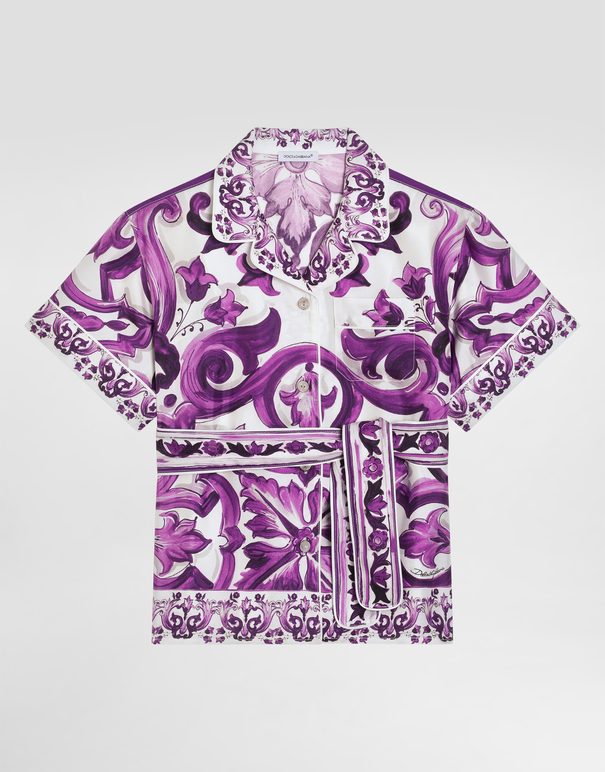 

Рубашка из твила с принтом "Майолика" Dolce&Gabbana, мультиколор