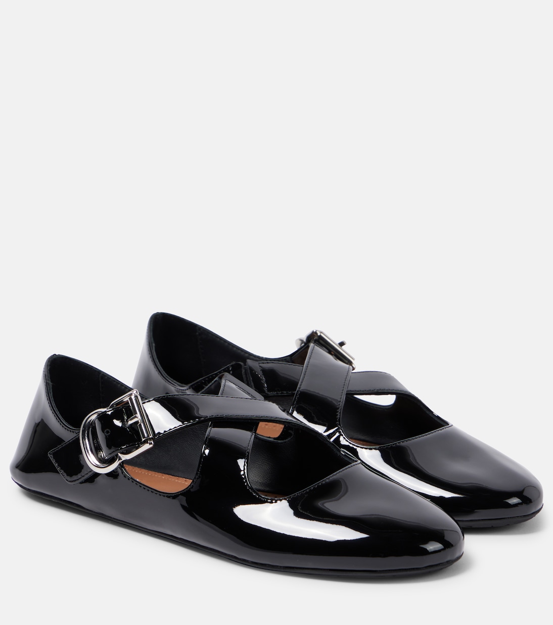 Балетки Criss Cross из лаковой кожи Alaïa, нуар