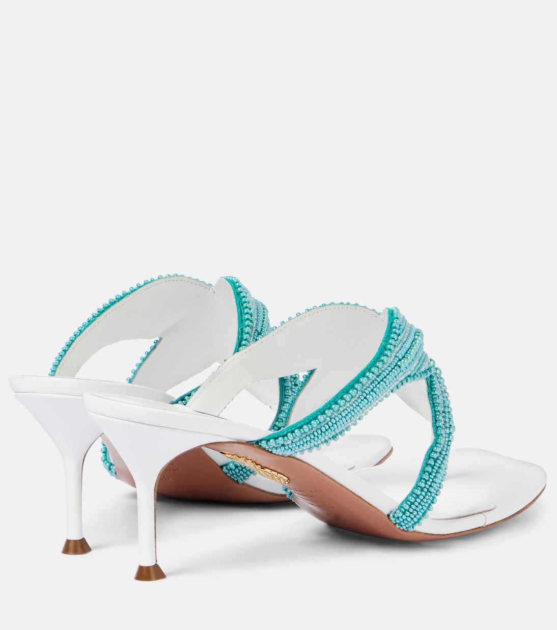 Риф Стар 65 кожаные сандалии-танкетки Aquazzura, Light Aquamarine — фото 2