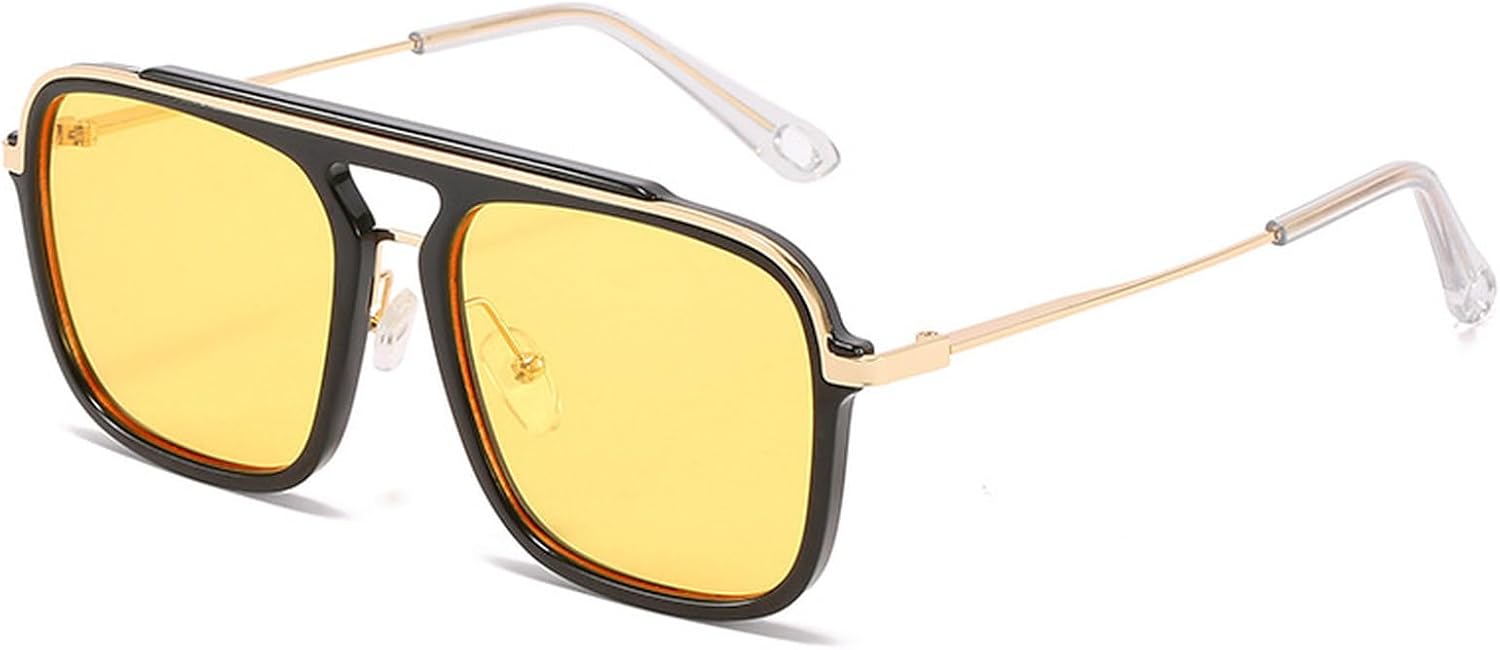 

Популярные модные солнцезащитные очки-пилот с двойной перемычкой для женщин, ретро-градиентные очки с защитой от УФ-излучения UV400 для мужчин, квадратные солнцезащитные очки для активного отдыха mincl, Yellow