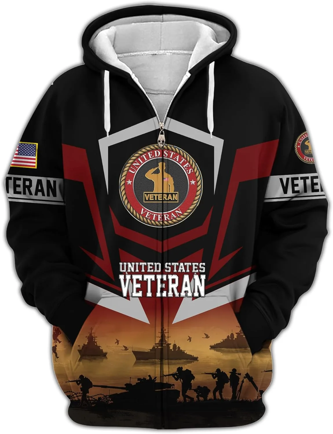 

Толстовка Proud United States Veteran Zip Hoodie с американским орлом, идеальный подарок для патриотов Vetadn