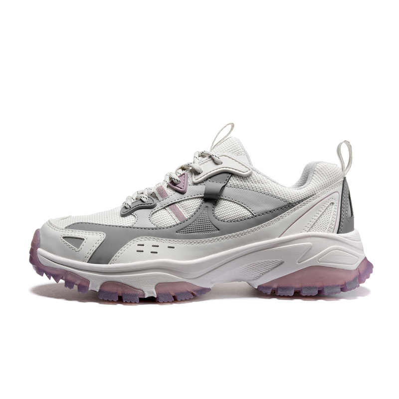 

TOREAD Женские противоскользящие износостойкие треккинговые туфли низкие белые фиолетовые - серо-фиолетовые, цвет Серо-бензиновый/Фиолетовый