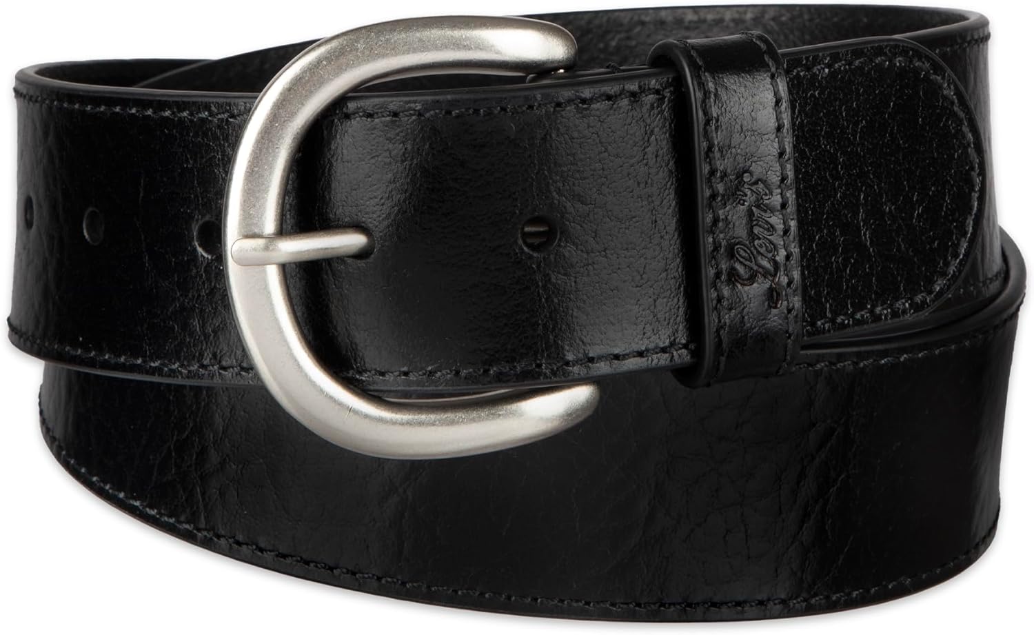 

Женский кожаный ремень Levi's с изогнутой пряжкой для джинсов, платьев и юбок, Black Edge Stitch