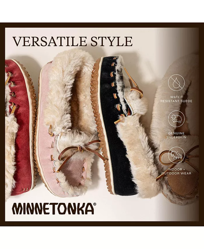 Женские ультрамягкие тапочки из овчины Minnetonka, черный — фото 3