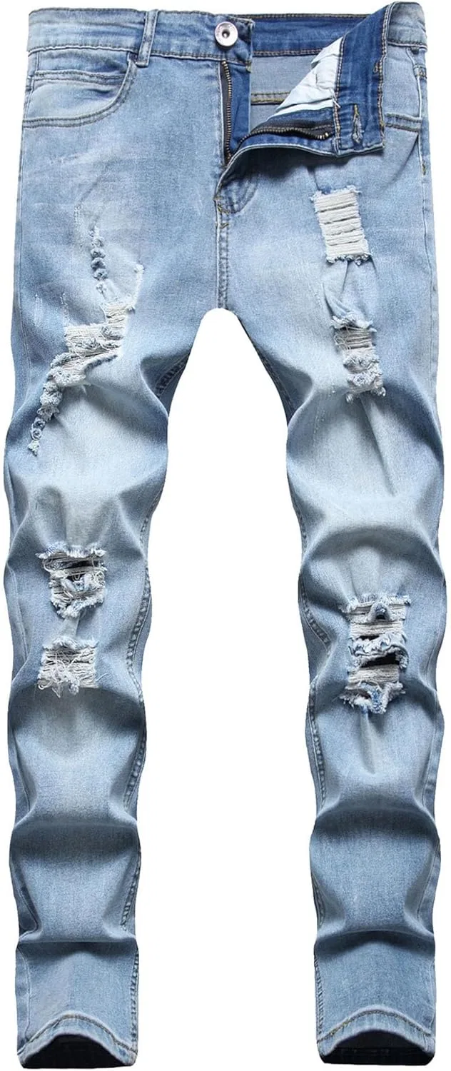 Джинсы Slim Fit Ripped, Light Blue — фото 3