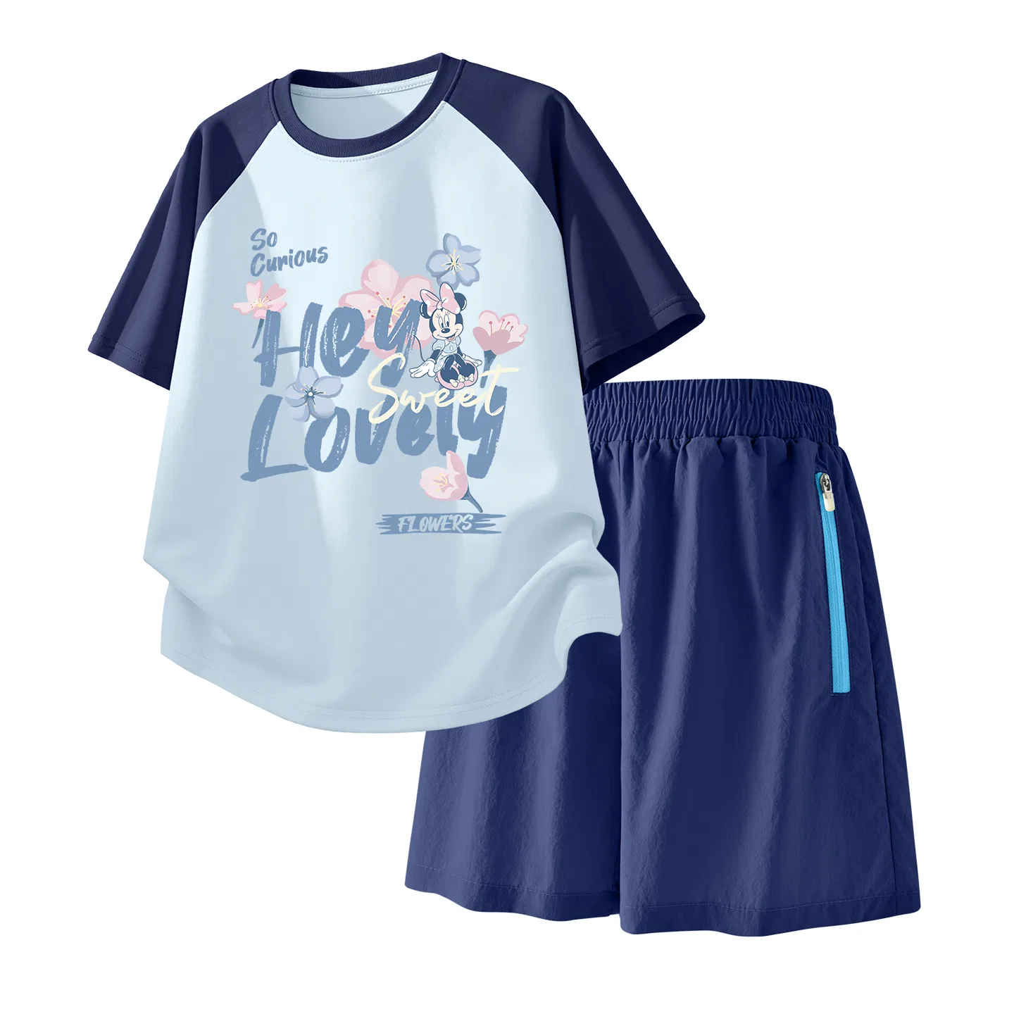 Детский спортивный костюм Casual Sportswear 2 Piece Set Disney, Di Color Tape Purple White+Solid Color Taro Paste Purple — фото 3