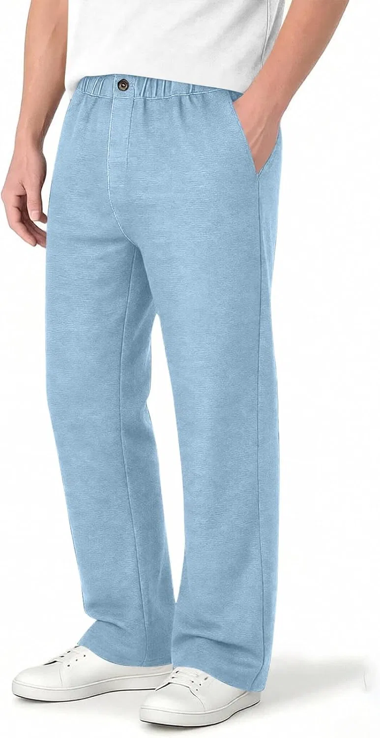 Джинсы прямого кроя с эластичным поясом, светло-синий — фото 2