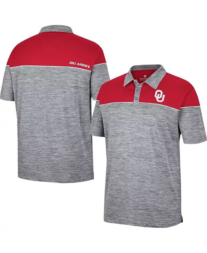 

Мужская рубашка-поло Oklahoma Sooners Birdie цвета серый, малиновый Colosseum