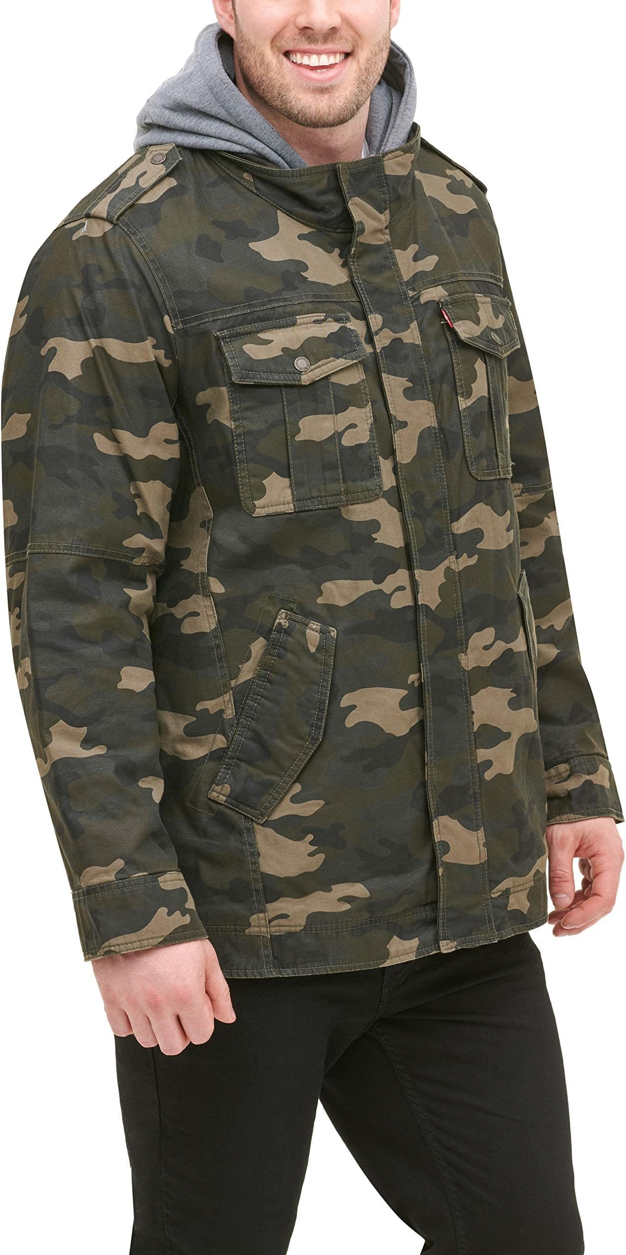 Куртка Levi's Levi's Men's Washed Cotton Hooded Military Jacket, цвет Camouflage — фото 4