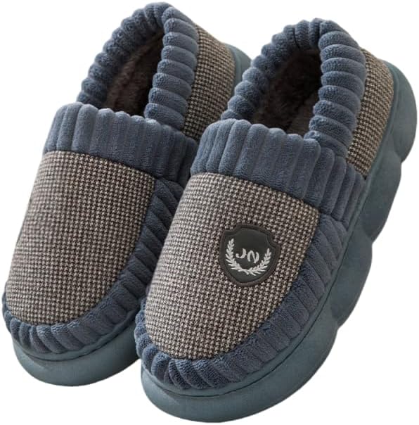 

Домашние тапочки с эффектом памяти, мягкие и плюшевые, уютные, с противоскользящей подошвой, для мужчин, зимние, для дома Azttoztto, синий