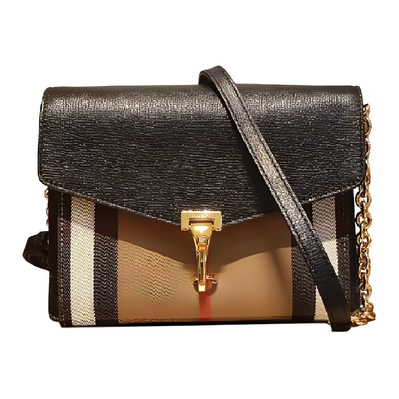 

Burberry Хлопковая льняная сумка через плечо, женская сумка на плечо black & multicolor