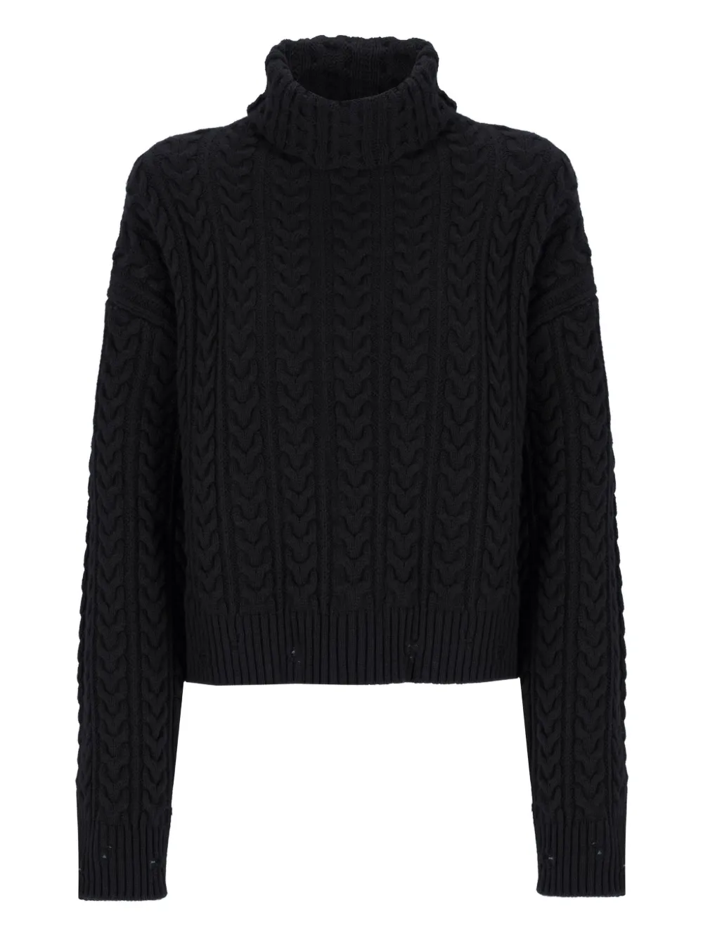 

Свитер с высоким воротом и кабельной вязкой Laneus, черный