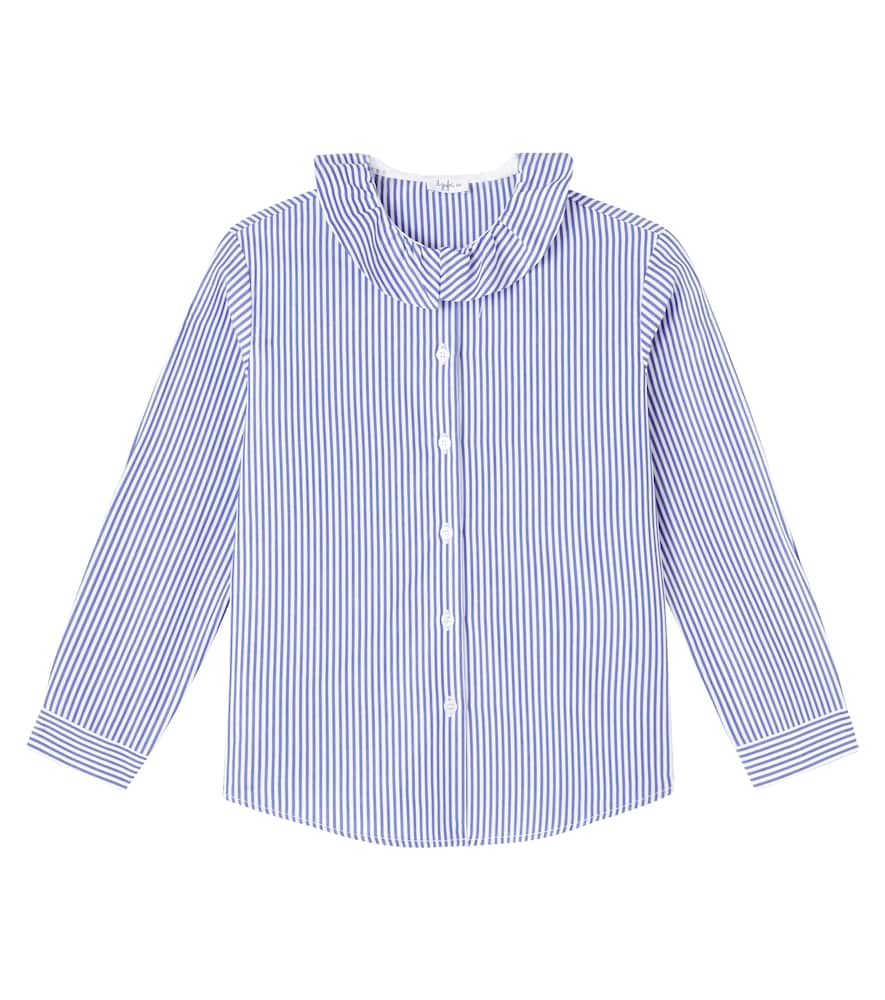 

Полосатая рубашка из хлопкового поплина с рюшами Il Gufo, Light Blue