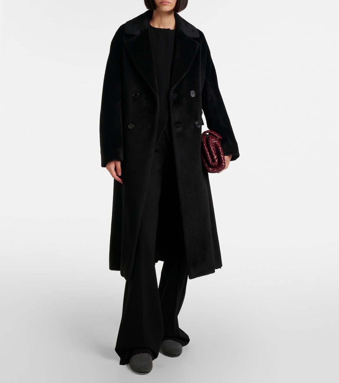 Бархатные вельветовые лоферы с вышитым логотипом Max Mara, Grigio Melange — фото 3