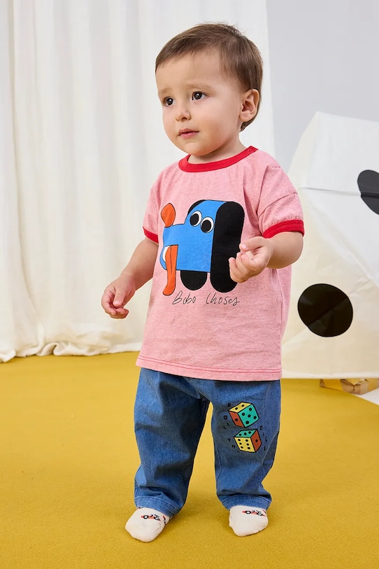 

Детская хлопковая футболка Doggy Mate Bobo Choses, розовый