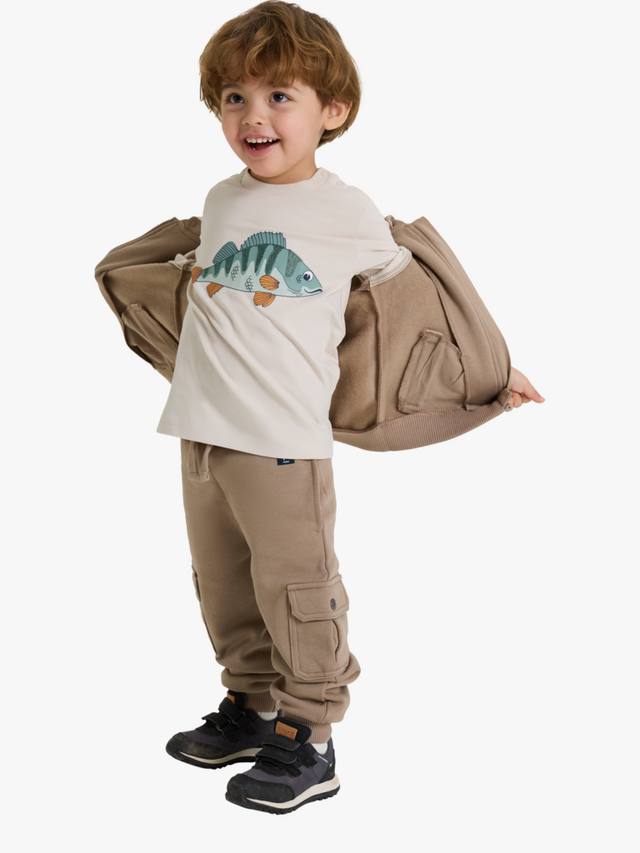 

Детская футболка с принтом рыбок из органического хлопка Polarn O. Pyret, Natural