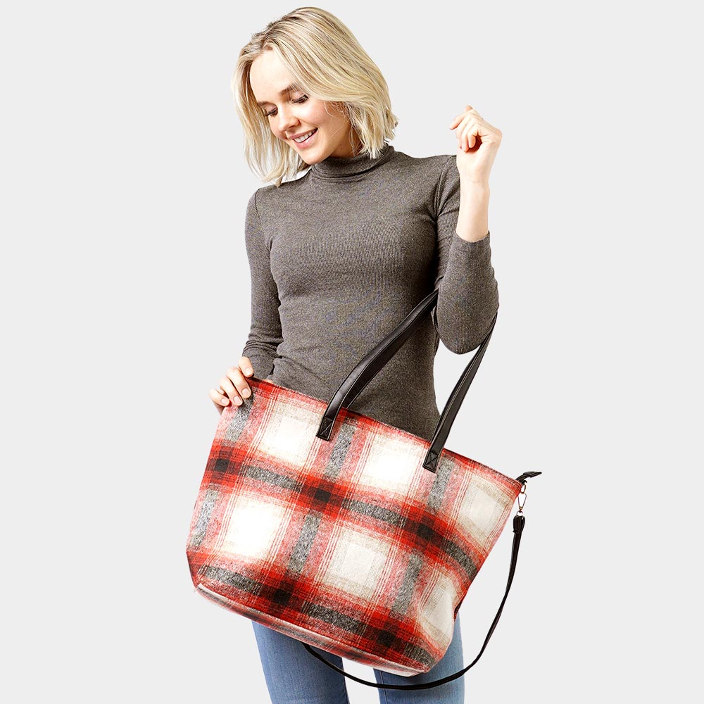 

Клетчатая сумка-шоппер для выходных FASHNZFAB, красный