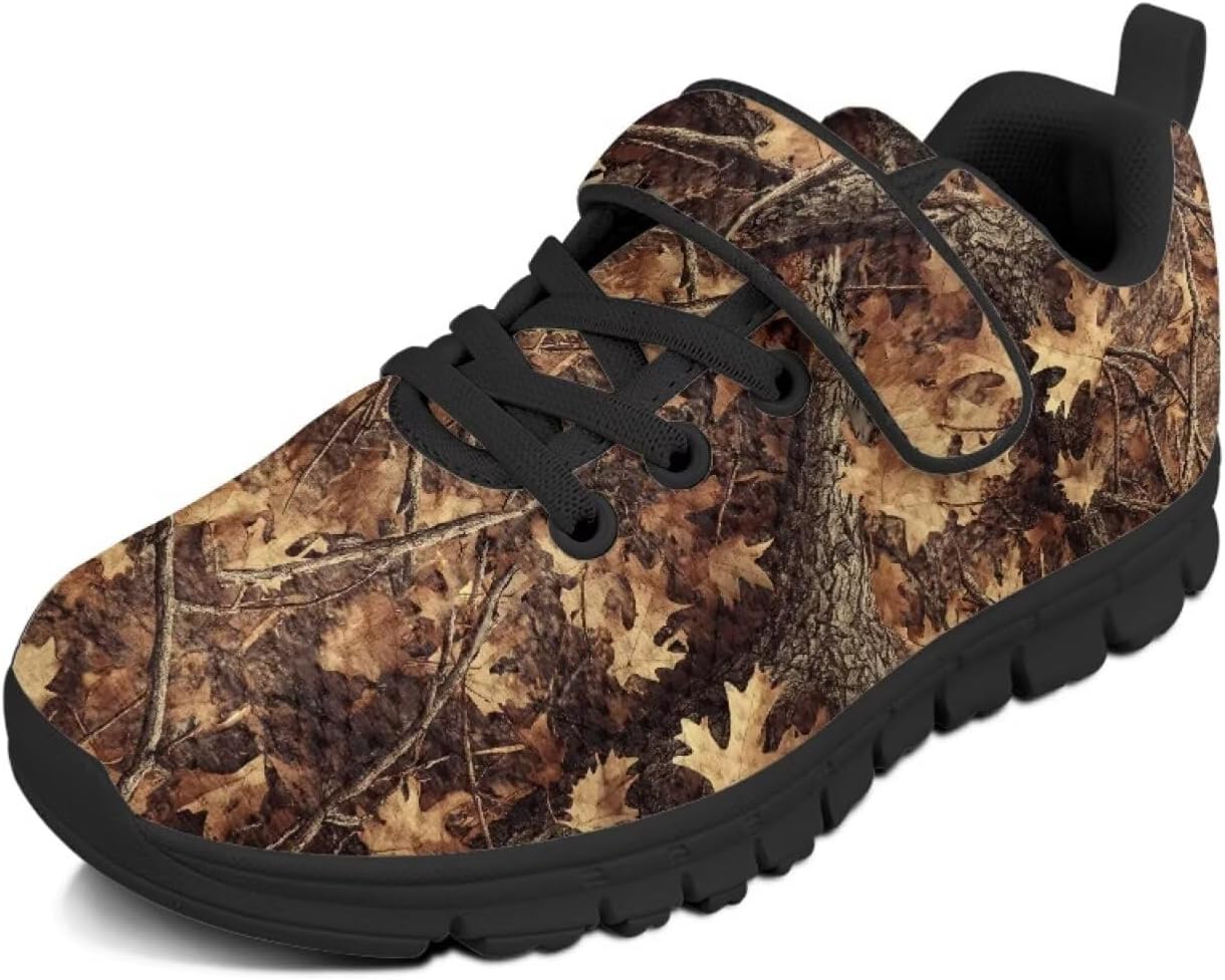 

Детские кроссовки Pointodoor с принтом радуги и пламени для мальчиков и девочек, прогулочные, нескользящие, легкие, дышащие, спортивные, для бега и тенниса, на липучках, Hunting Camo Print