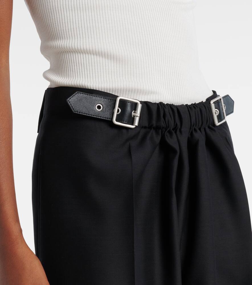 Широкие брюки из шерсти и шелка с защипами Loewe, Black — фото 4