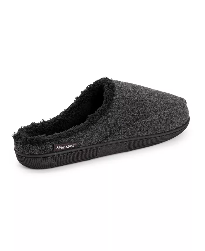 Мужские тапочки-клоги из искусственной шерсти MUK LUKS, черный — фото 2