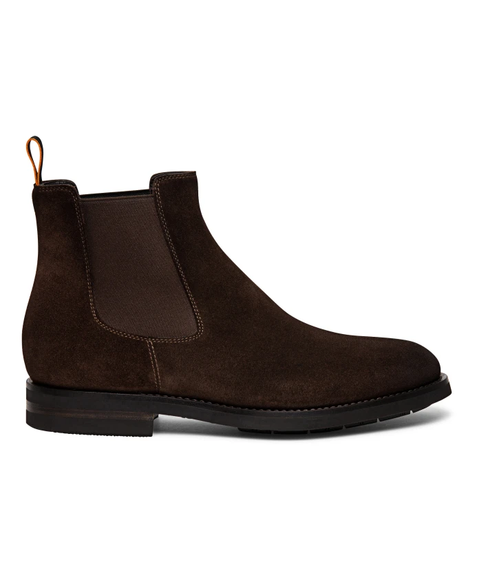 

Мягкие замшевые ботинки челси Santoni, коричневый