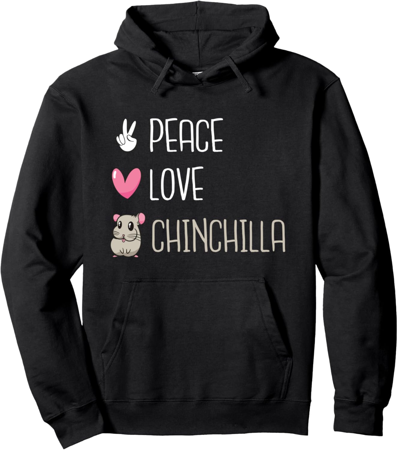 

Толстовка «Мир, любовь, владелец шиншиллы» Chinchilla Gifts And Supplies, черный