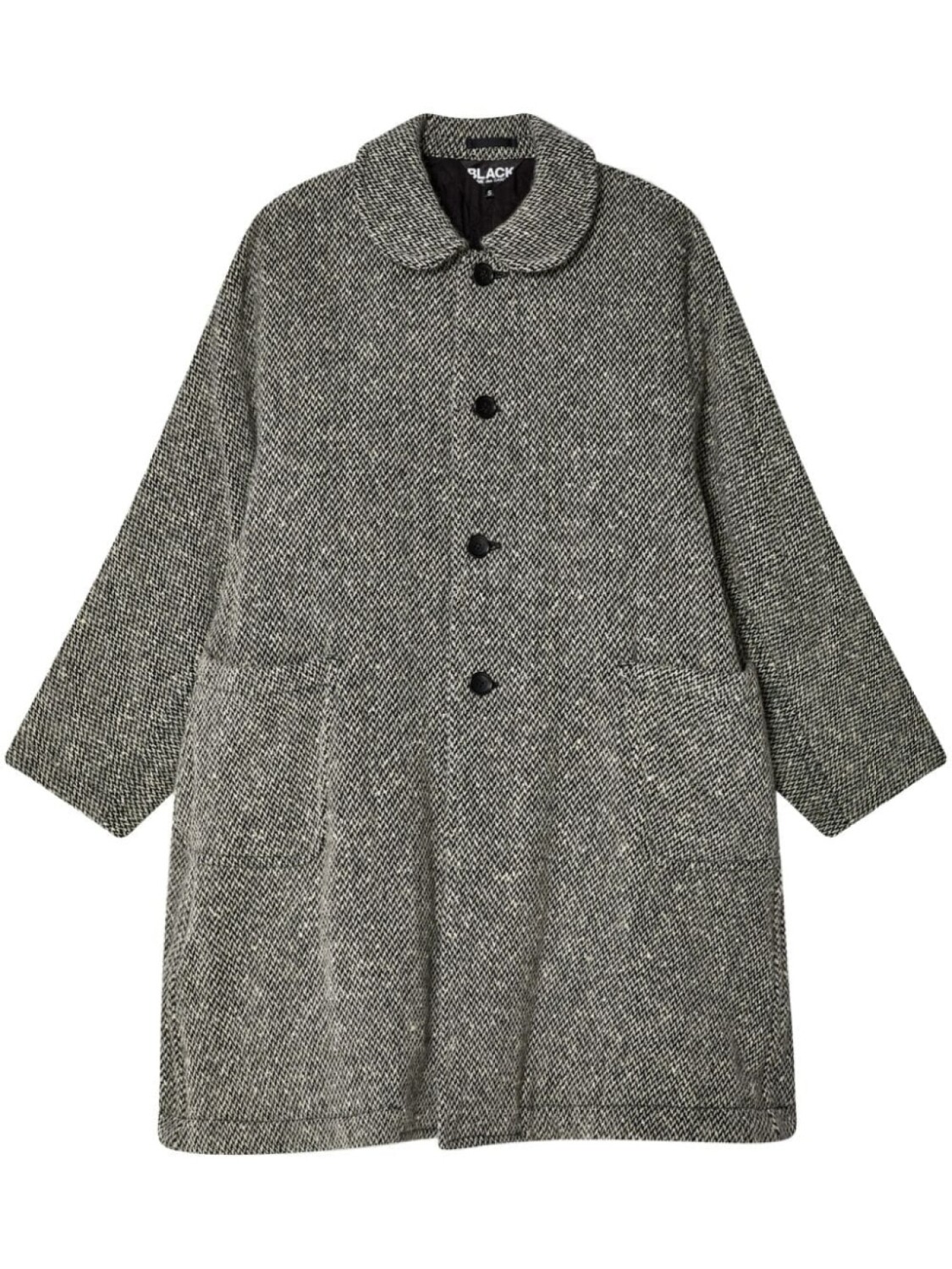 

Однобортное пальто с узором в елочку Black Comme Des Garçons, черный