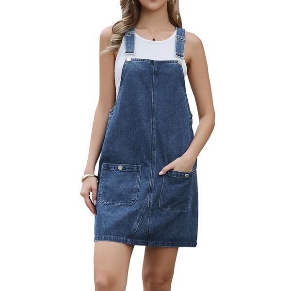 

Джинсовый комбинезон-платье для женщин casual летний свободный ромпер без рукавов мини Inspire Chic