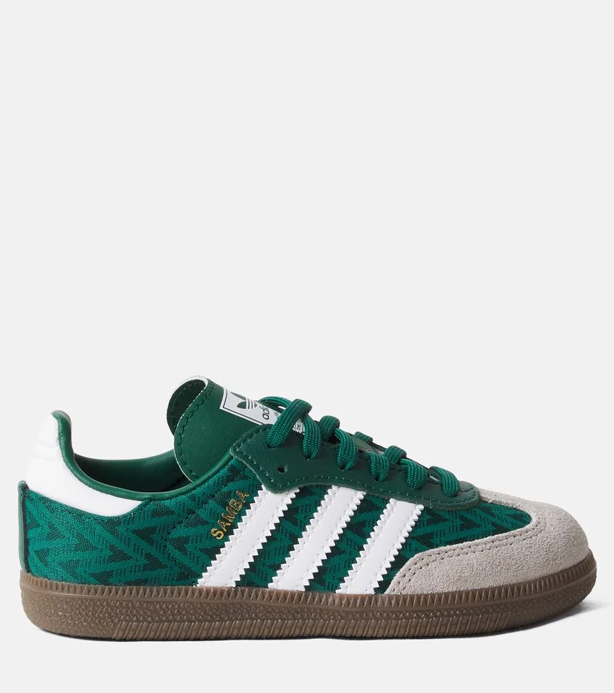 Кожаные кроссовки Samba OG Adidas Originals Kids, зеленый — фото 3