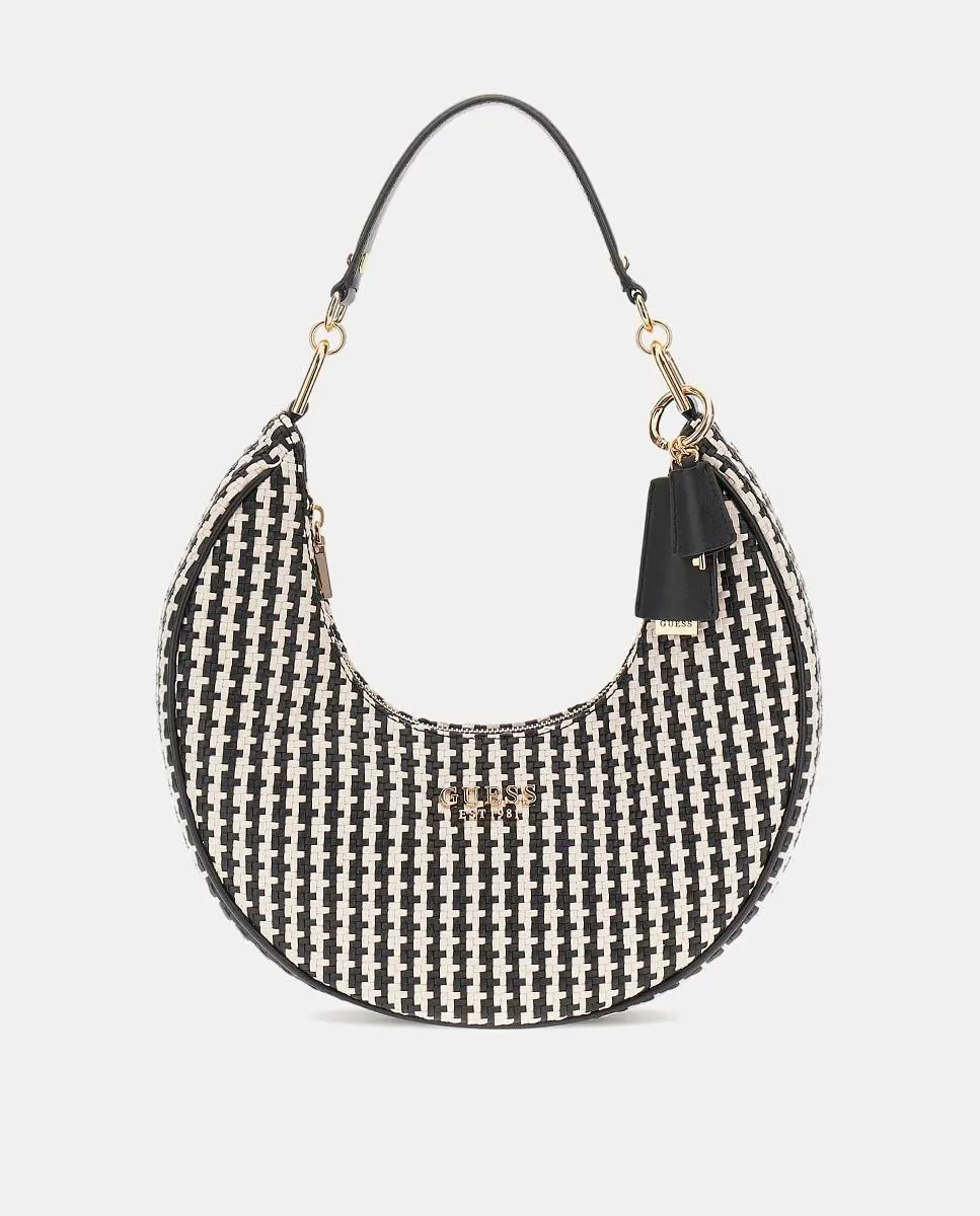 

Двухцветная рафия сумка через плечо с молнией Guess, черный