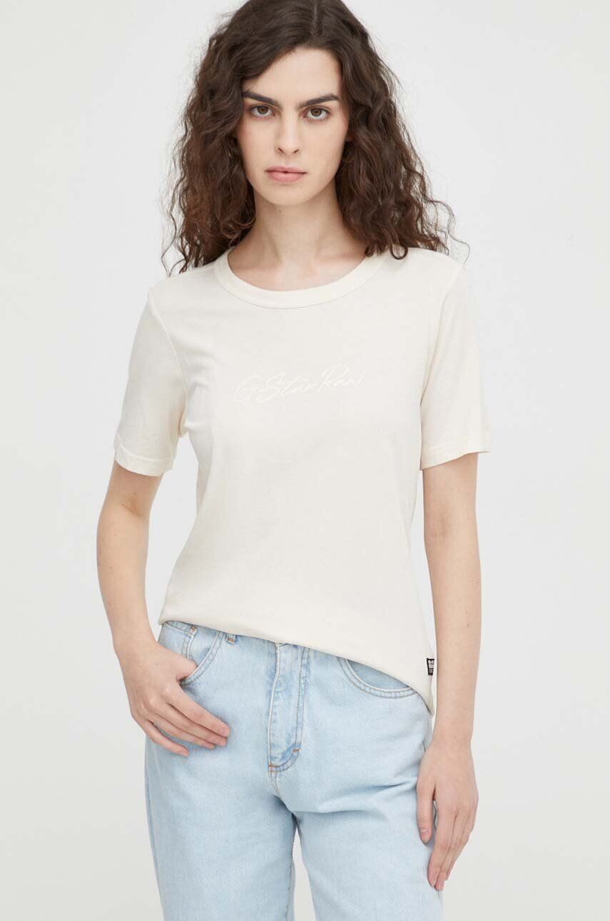 

Хлопковая футболка G-Star Raw, бежевый