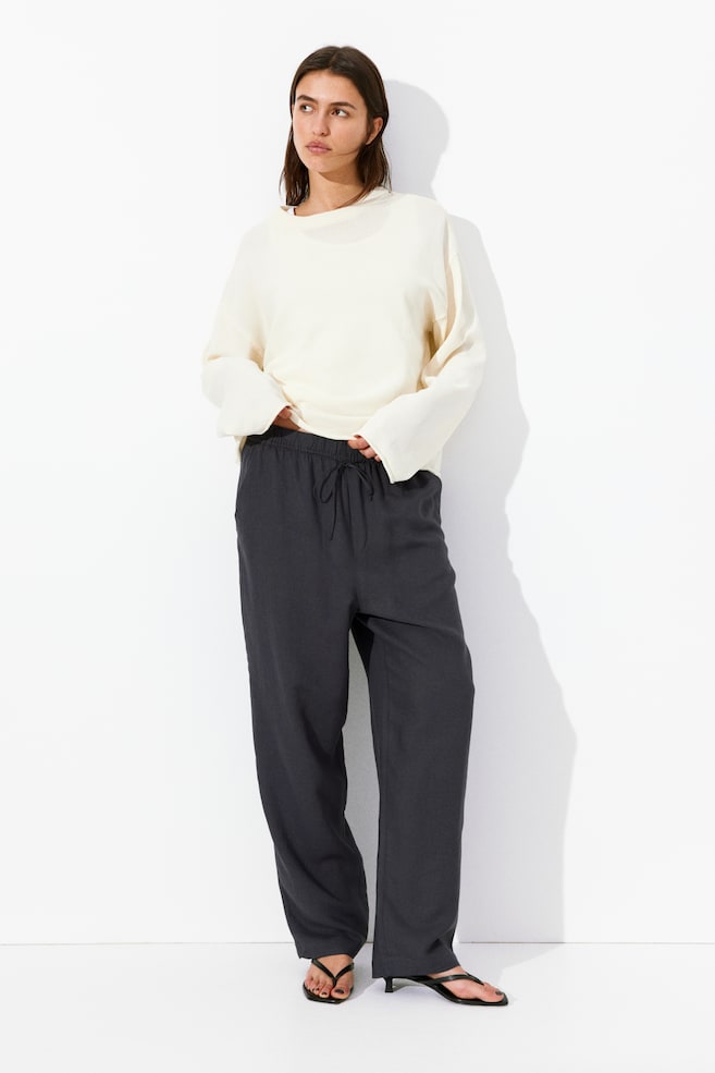 

Брюки на завязках из льняной смеси H&M, серый