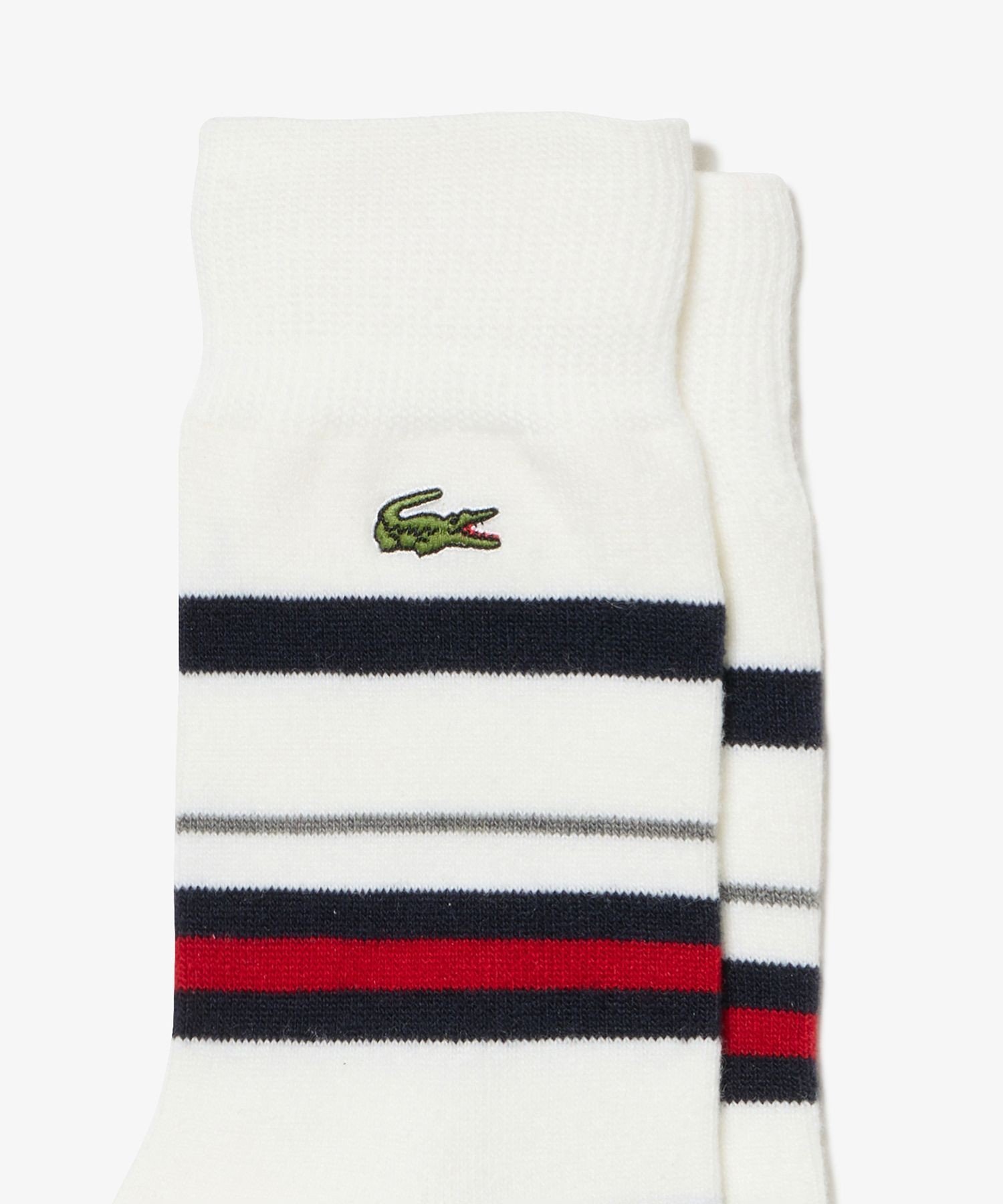 Полосатые носки из шерстяной смеси LACOSTE, White x Navy — фото 2