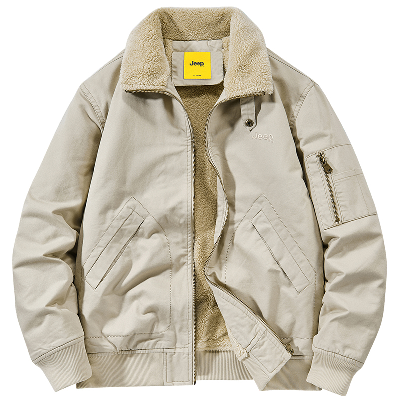 

Куртка Unisex Lapel Fleece lined Workwear Jeep, экрю