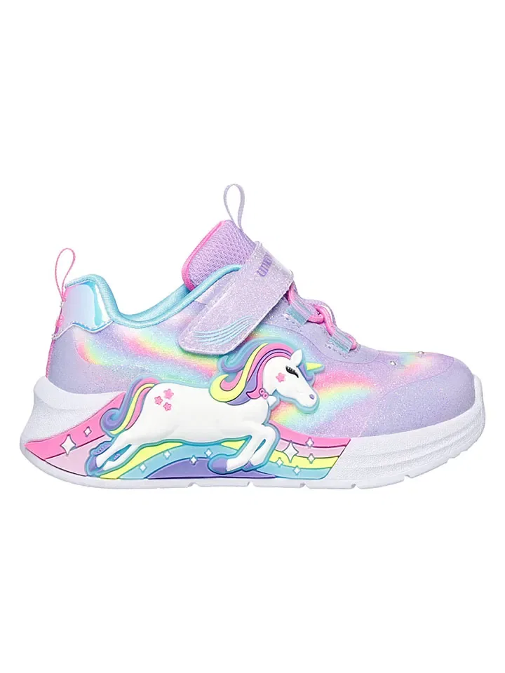Кроссовки низкие с блестками Skechers, лиловый/разноцветный