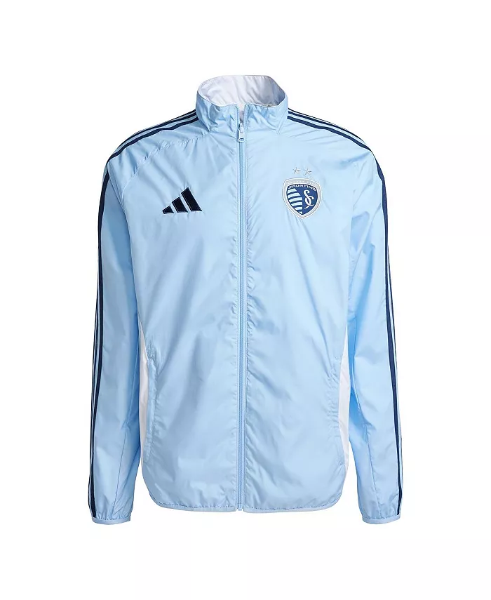 Мужская реверсивная куртка на молнии Sporting Kansas City 2025 Anthem в цвете небесно-голубой/белый adidas — фото 2