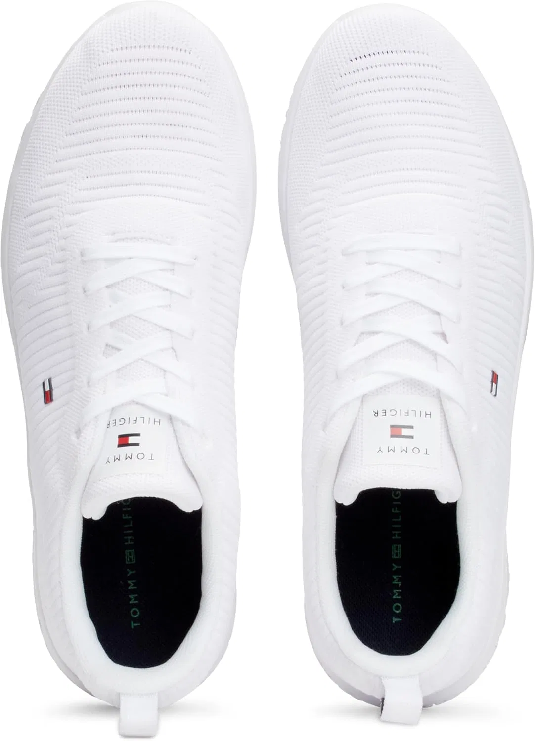 Мужские кроссовки Tommy Hilfiger Runner, спортивная обувь с ребристым плетением в корпоративном стиле, White — фото 4