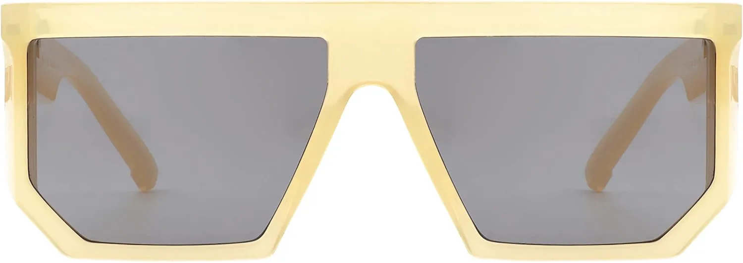 

Солнцезащитные очки PASTL унисекс, геометрический квадратный дизайн, плоская верхняя часть, современный стиль, защита от УФ-излучения UV 400, Yellow (Grey)