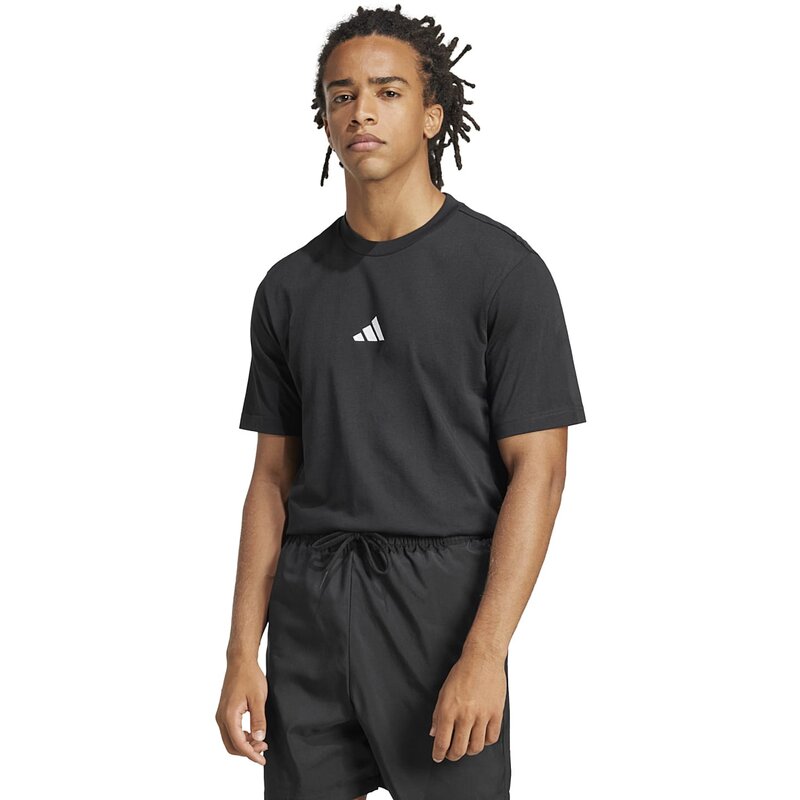 Футболка Essentials с маленьким логотипом, одинарный джерси Adidas, черный — фото 2