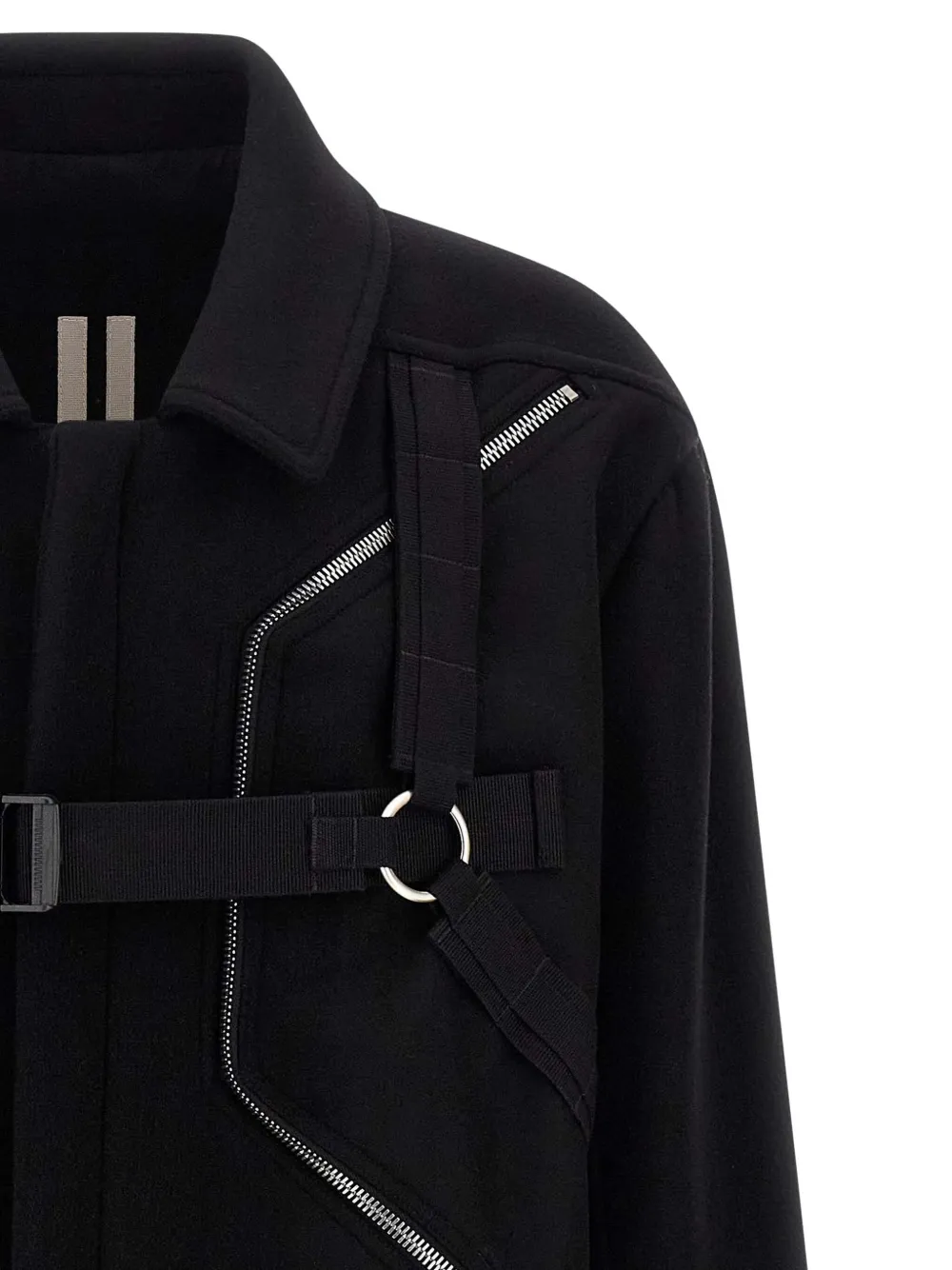 Пальто на молнии с отделкой из бретелей Blixa Jumbo Mac Rick Owens, черный — фото 4