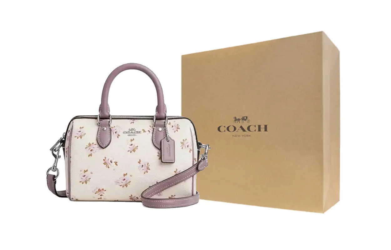 

COACH Роуэн Миниатюрная женская сумка через плечо из текстиля с покрытием мелом белого цвета